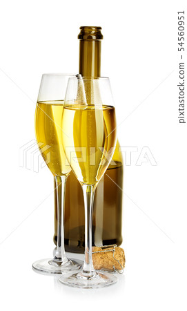 Two glasses of champagne on white background. Two glasses of champagne on white background. 54560951