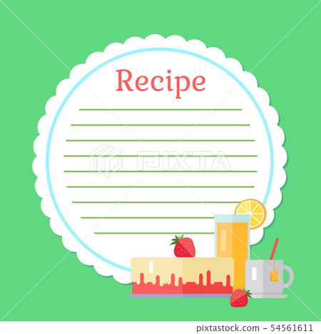 Empty Cookbook with Strawberry Cake, Drink Vector Empty Cookbook with Strawberry Cake, Drink Vector 54561611
