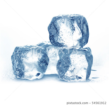 Blue ice cubes isolated on white background. 54561912