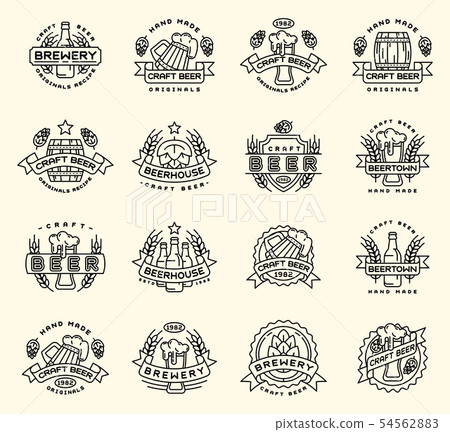 Beer logo badges vintage craft old fashion drink beer bottles company logotype icons illustration 54562883