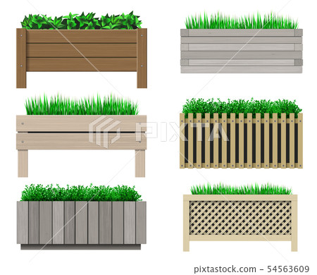Set of wooden pots for plants Set of wooden pots for plants 54563609