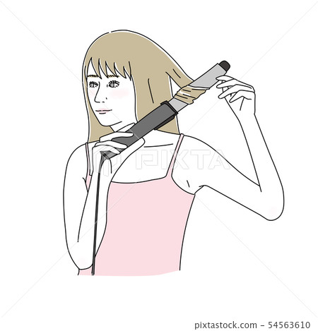 做頭髮的婦女設置與鐵 54563610