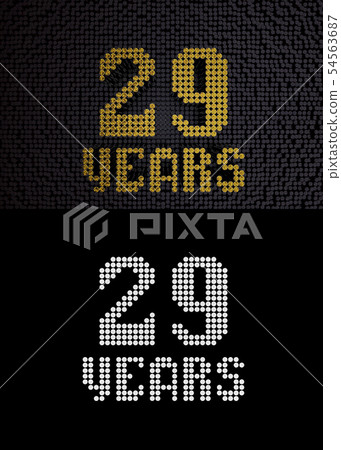 Golden number twenty-nine years. 3D render Golden number twenty-nine years. 3D render 54563687