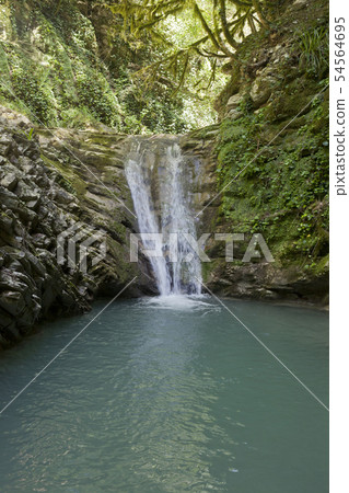 Small waterfall in the canyon. The cool Sochi 54564695
