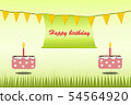 Happy birthday poster card theme green and cake  54564920