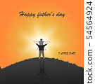 Happy father day with Silhouette at sunset son, Vector illustratoin 54564924