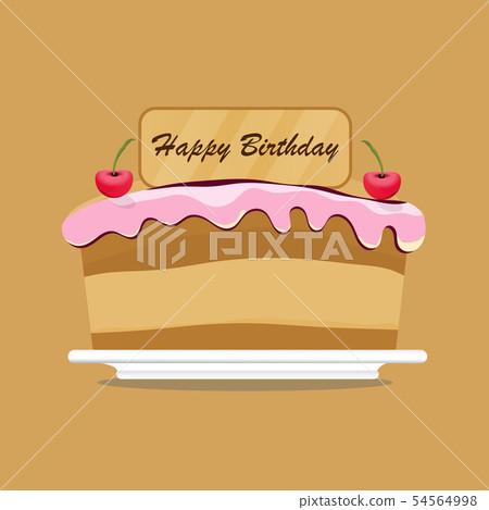 Birthday cake with fruit and candle vector design  54564998