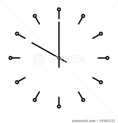 Clock face. Blank hour dial with hour and minute hand. Dots mark hours. Simple flat vector Clock face. Blank hour dial with hour and minute hand. Dots mark hours. Simple flat vector 54565211