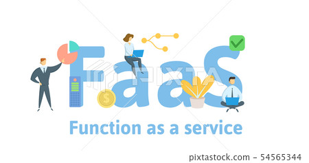 FaaS, Function as a Service. Concept with people, keywords and icons. Flat vector illustration 54565344