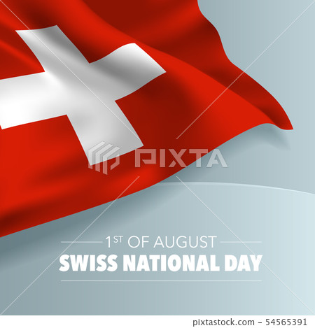 Happy Swiss national day greeting card, banner, Happy Swiss national day greeting card, banner, 54565391