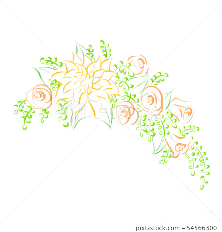 大麗花和玫瑰新月花束 插圖素材 圖庫