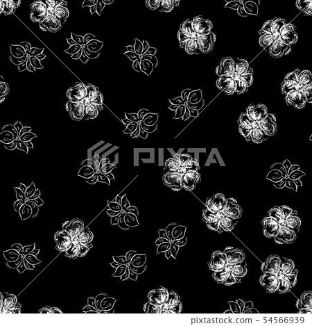 Seamless hand drawn pattern of abstract rose 54566939