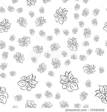 Seamless hand drawn pattern of abstract rose 54566948