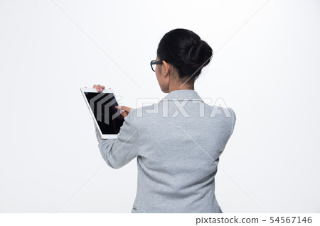 Asian Business Woman Stand in gray Formal Suit Asian Business Woman Stand in gray Formal Suit 54567146