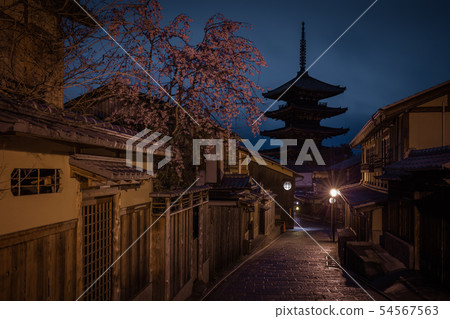 Kyoto Prefecture Tower of Yasaka Spring Night view Kyoto Prefecture Tower of Yasaka Spring Night view 54567563