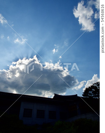 Clear sky, clouds and sunlight Clear sky, clouds and sunlight 54568616