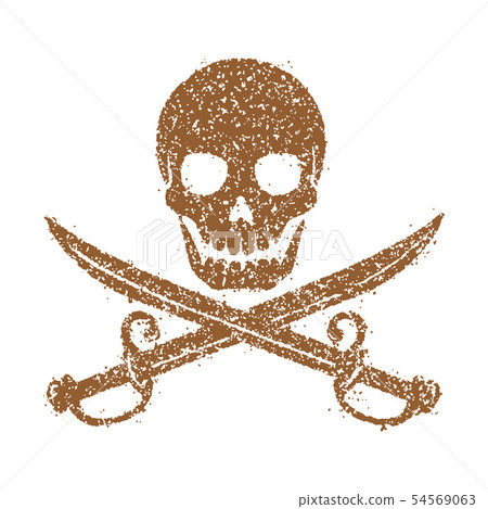 Pirate flag, pirate mark, skull and cross mark vector illustration (glare, vintage) 54569063