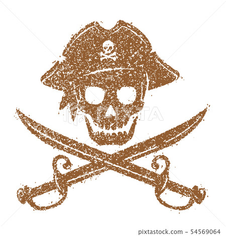 Pirate flag, pirate mark, skull and cross mark vector illustration (glare, vintage) 54569064