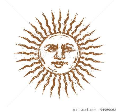 太陽與臉(童話,神話,寓言)插圖(清晰,復古) 太陽與臉(童話,神話,寓言)插圖(清晰,復古) 54569068