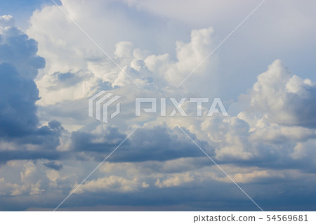 Puffy clouds sky background, natural aerial view 54569681