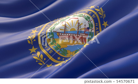 Flag of New Hampshire - United States of America states flags collection. 3D illustration. 54570671