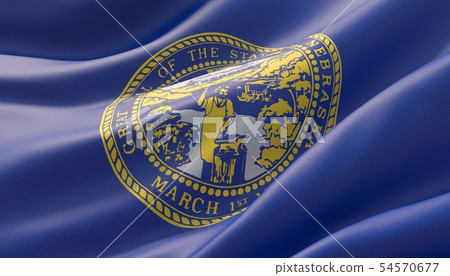 Flag of Nebraska - United States of America states flags collection. 3D illustration. Flag of Nebraska - United States of America states flags collection. 3D illustration. 54570677