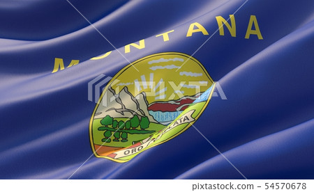 Flag of Montana - United States of America states flags collection. 3D illustration. Flag of Montana - United States of America states flags collection. 3D illustration. 54570678