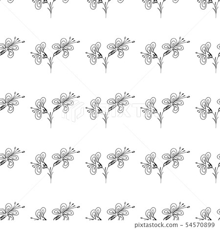 Hand drawn seamless outline simple flowers for Hand drawn seamless outline simple flowers for 54570899