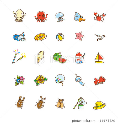 Summer feature icon set [handwriting style] 54571120