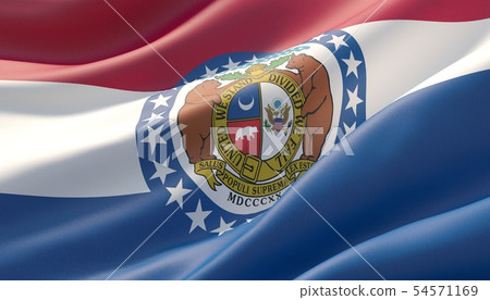 Flag of Missouri - United States of America states flags collection. 3D illustration. 54571169