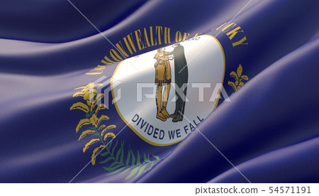 Flag of Kentucky - United States of America states flags collection. 3D illustration. 54571191