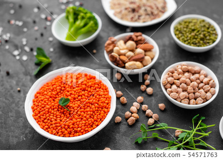 Healthy vegan food on a concrete background  54571763