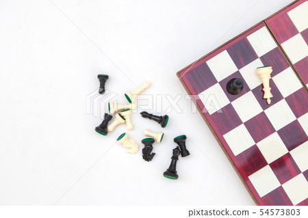 Top view Black and White chess pieces. 54573803