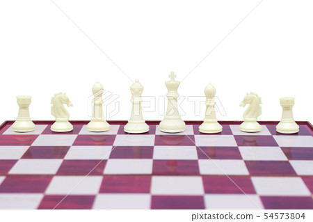 Wooden chess pieces on chess board. 54573804