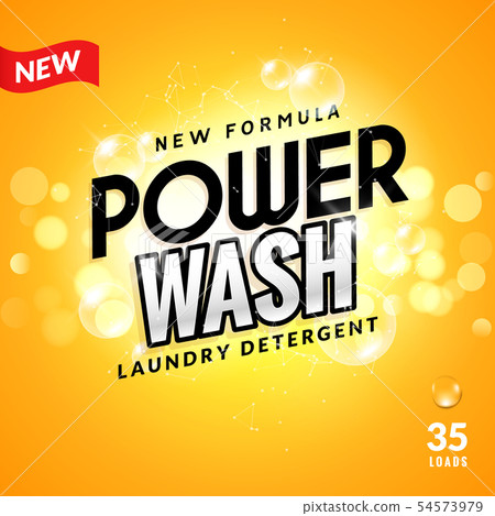 Laundry detergent background design. Clean power powder soap laundry, wash product package design 54573979