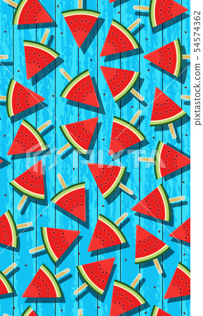 Seamless pattern with watermelons, slice ice pops Seamless pattern with watermelons, slice ice pops 54574362