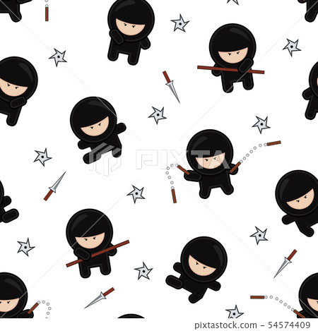 Ninja characters seamless pattern on white - Stock Illustration ...