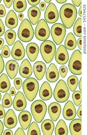 Seamless pattern sliced avocado on white 54574426