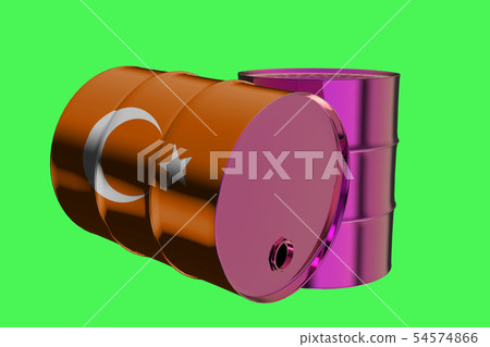 Two Metal Industrial Oil Barrels with Turkish flag 54574866