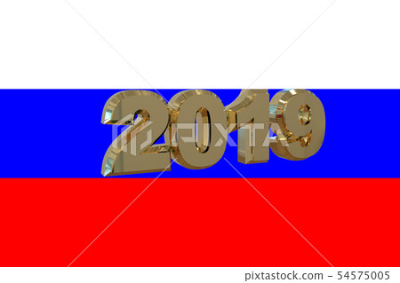 New year text 2019 with Russian Flag 3d New year text 2019 with Russian Flag 3d 54575005