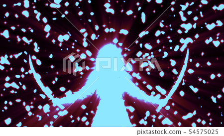 Blue silhouette woman warrior with two raised Blue silhouette woman warrior with two raised 54575025