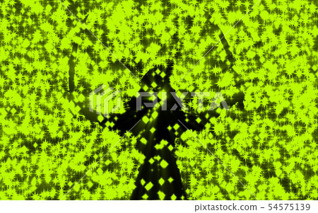 Black silhouette woman warrior with two raised 54575139