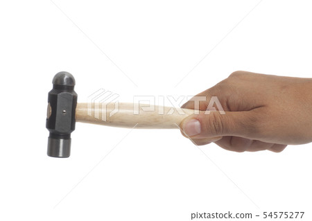 Jewelry hammer in hand isolated on white Jewelry hammer in hand isolated on white 54575277