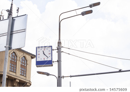 Street clock and lamp Street clock and lamp 54575609