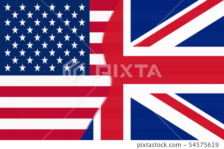 USA and UK half flags together USA and UK half flags together 54575619