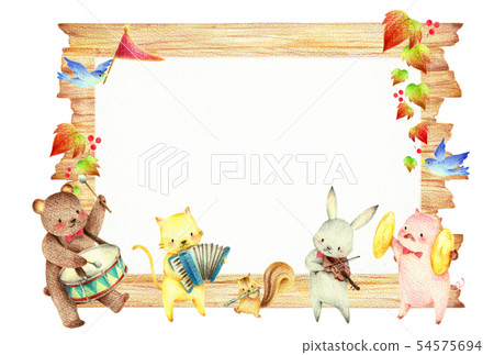 動物音樂軍團木五穀背景秋天 54575694