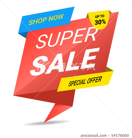 Super Sale, special offer banner, up to 30 off. Vector illustration. 54576000