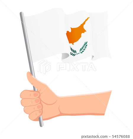 Hand holding and waving the national flag of... - Stock Illustration ...
