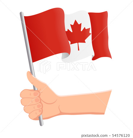 Hand holding and waving the national flag of Canada. Fans, independence day, patriotic concept 54576120