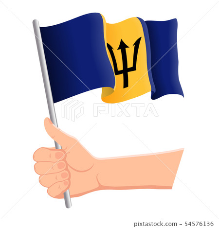Hand holding and waving the national flag of Barbados. Fans, independence day, patriotic concept 54576136
